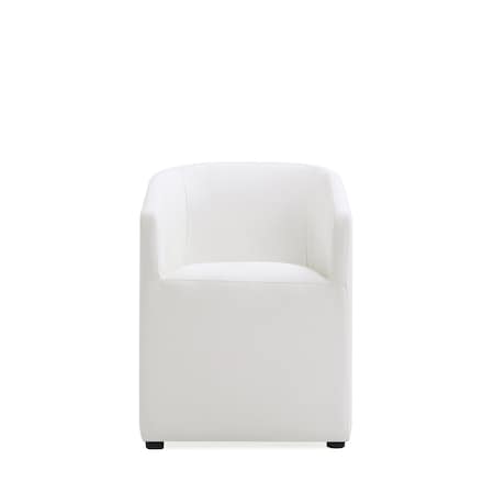 Manhattan Comfort Anna Round Faux Leather Dining Armchair in Cream DC059AR-CR